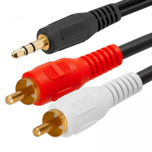 Câble adaptateur audio stéréo RCA mâle à 2 mâle RCA 3,5 mm